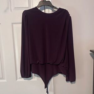 Express Burgundy Long Sleeve Bodysuit - XL